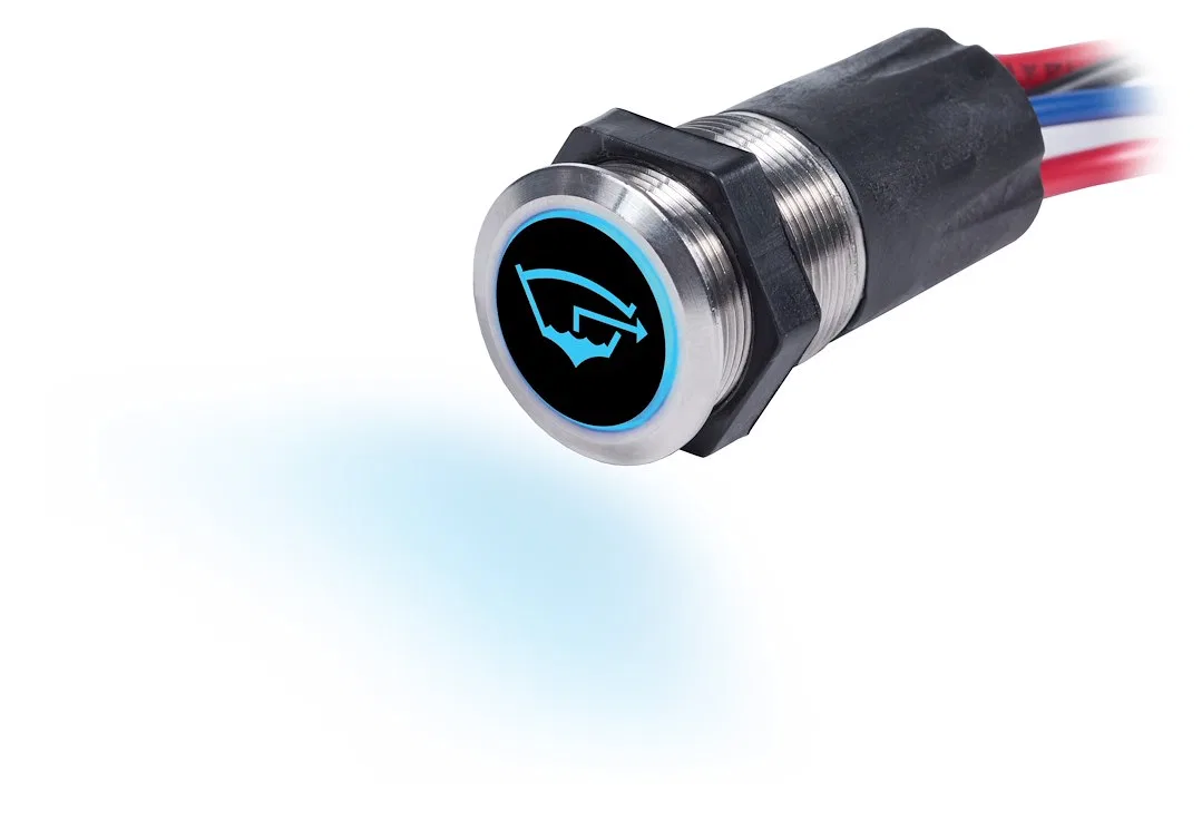 4181-BSS – BLUE SEA Push Button Switch, Momentary On/ Off Switch 15 Amps Panel Mount Backlite Blue When Off And Red W...